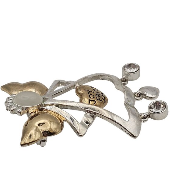 VTG Brooch Silver/Gold Toned Angel Love Faith Joy Dangle Charm Christian Faith - Picture 9 of 16